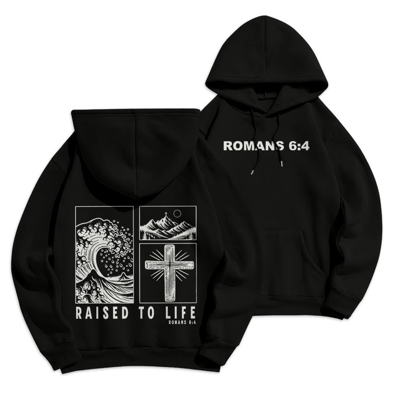 Christianartworkshop Romani 6:4 Felpa con cappuccio in poliestere foderata in pile e risuscitata alla vita - Nero - 2XL - image 3