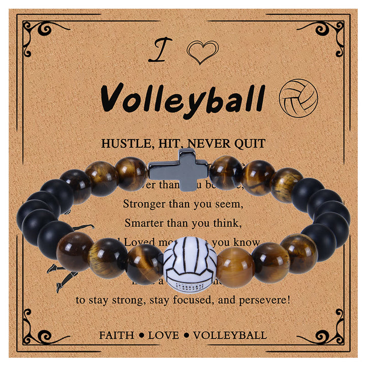 Christianartworkshop Bracciale sportivo in occhio di tigre e opaco: promemoria di forza costante per la vita quotidiana - Pallavolo - image 3