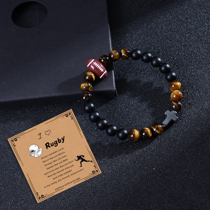 Christianartworkshop Bracciale sportivo in occhio di tigre e opaco: promemoria di forza costante per la vita quotidiana - image 2