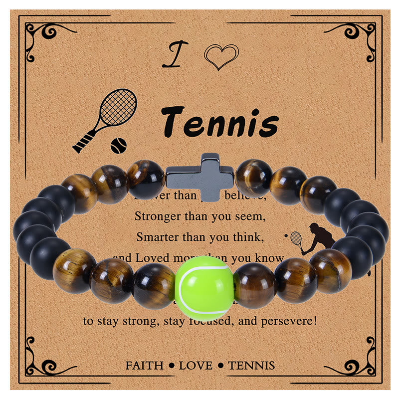 Christianartworkshop Bracciale sportivo in occhio di tigre e opaco: promemoria di forza costante per la vita quotidiana - Tennis - image 5