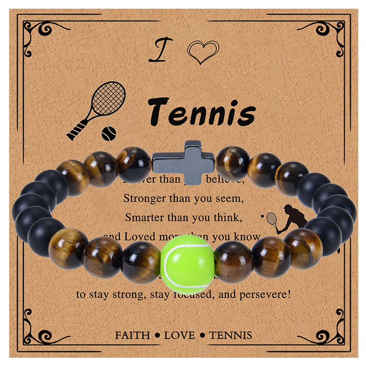 Christianartworkshop Bracciale sportivo in occhio di tigre e opaco: promemoria di forza costante per la vita quotidiana - Tennis - image 5