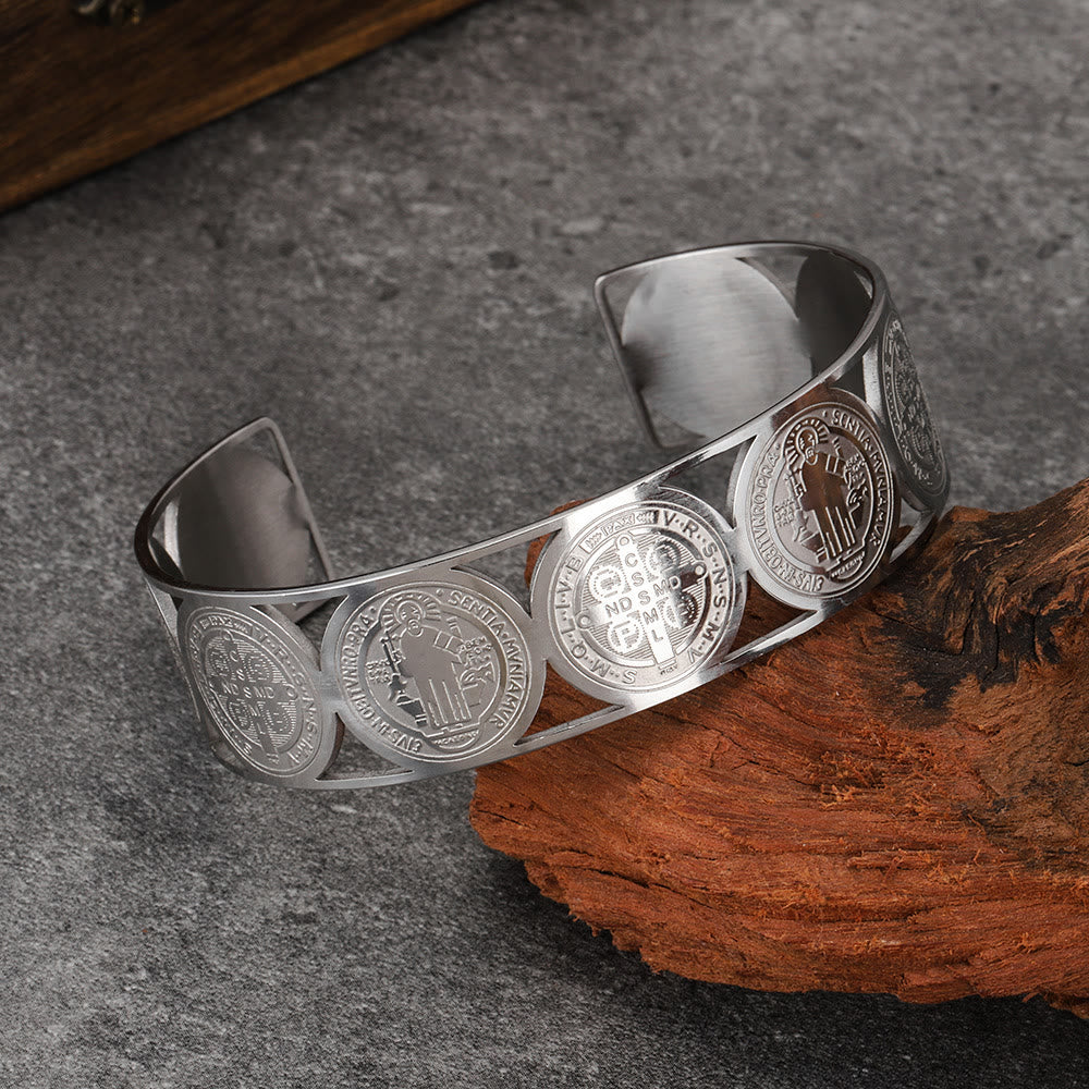 Bracciale con medaglia di San Benedetto di Christianartworkshop: promemoria portatile della grazia divina - Argento - image 6