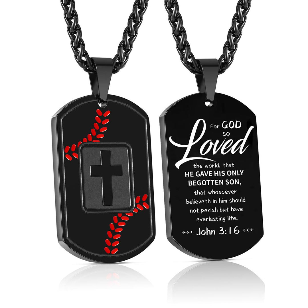 Christianartworkshop Piastrina da baseball lucidata con Scritture: Promemoria di grazia costante per la vita quotidiana - Nero - Giovanni 3:16 - image 5