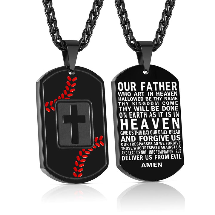 Christianartworkshop Piastrina da baseball lucidata con Scritture: Promemoria di grazia costante per la vita quotidiana - Nero - Padre Nostro - image 8