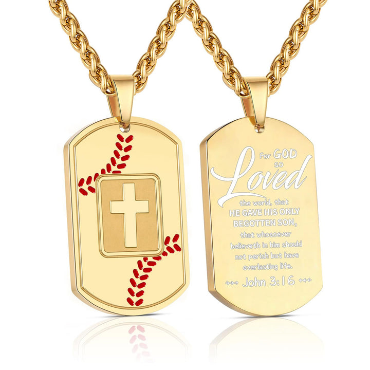 Christianartworkshop Piastrina da baseball lucidata con Scritture: Promemoria di grazia costante per la vita quotidiana - D'oro - Giovanni 3_16 - image 17