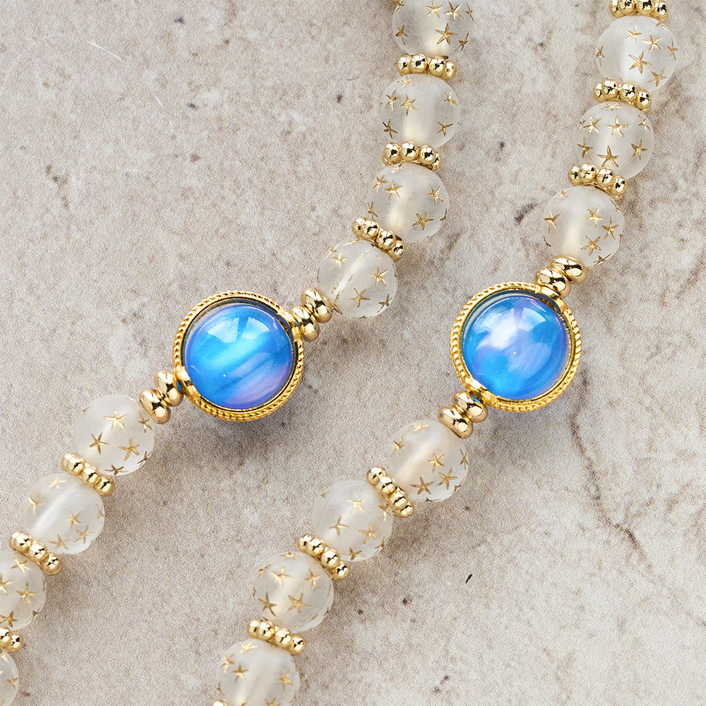 Rosario Christianartworkshop con perle bianche opache a forma di stella e blu mare con occhio di gatto: guida silenziosa per la devozione quotidiana - image 7