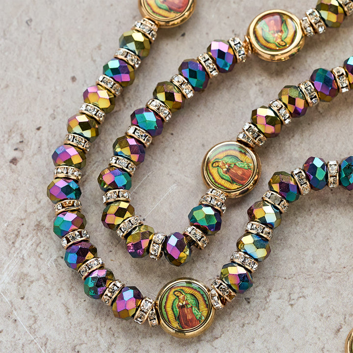 Christianartworkshop Rosario con grani di poliedro iridescente e croce della Madonna: promemoria di grazia costante - image 8