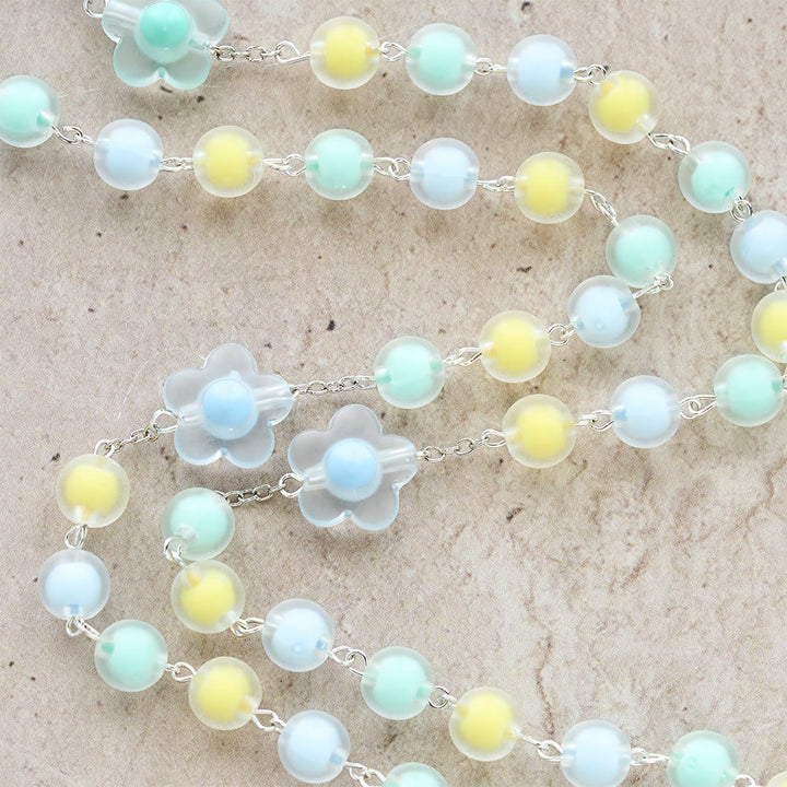 Christianartworkshop Rosario floreale pastello con medaglia del cuore di Gesù: dolce compagno di fede per la preghiera - image 9