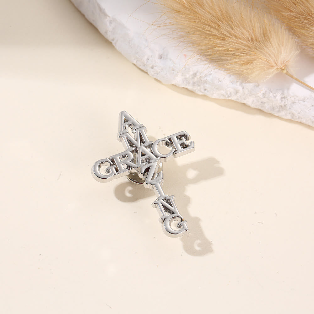 Spilla da bavero con croce e frase Christianartworkshop : simbolo di fede divina per l'abbigliamento - Amazing Grace - image 2