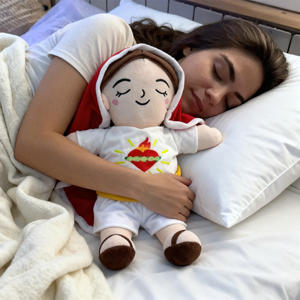 Christianartworkshop Bambola di peluche Grace rossa e blu con musica rilassante e rilassante - image 1