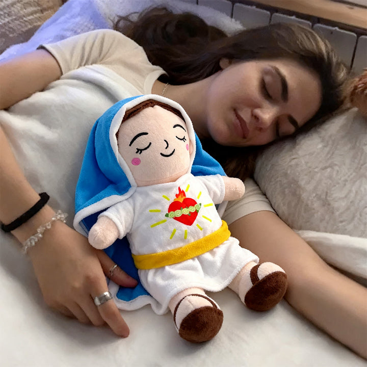 Christianartworkshop Bambola di peluche Grace rossa e blu con musica rilassante e rilassante - image 2