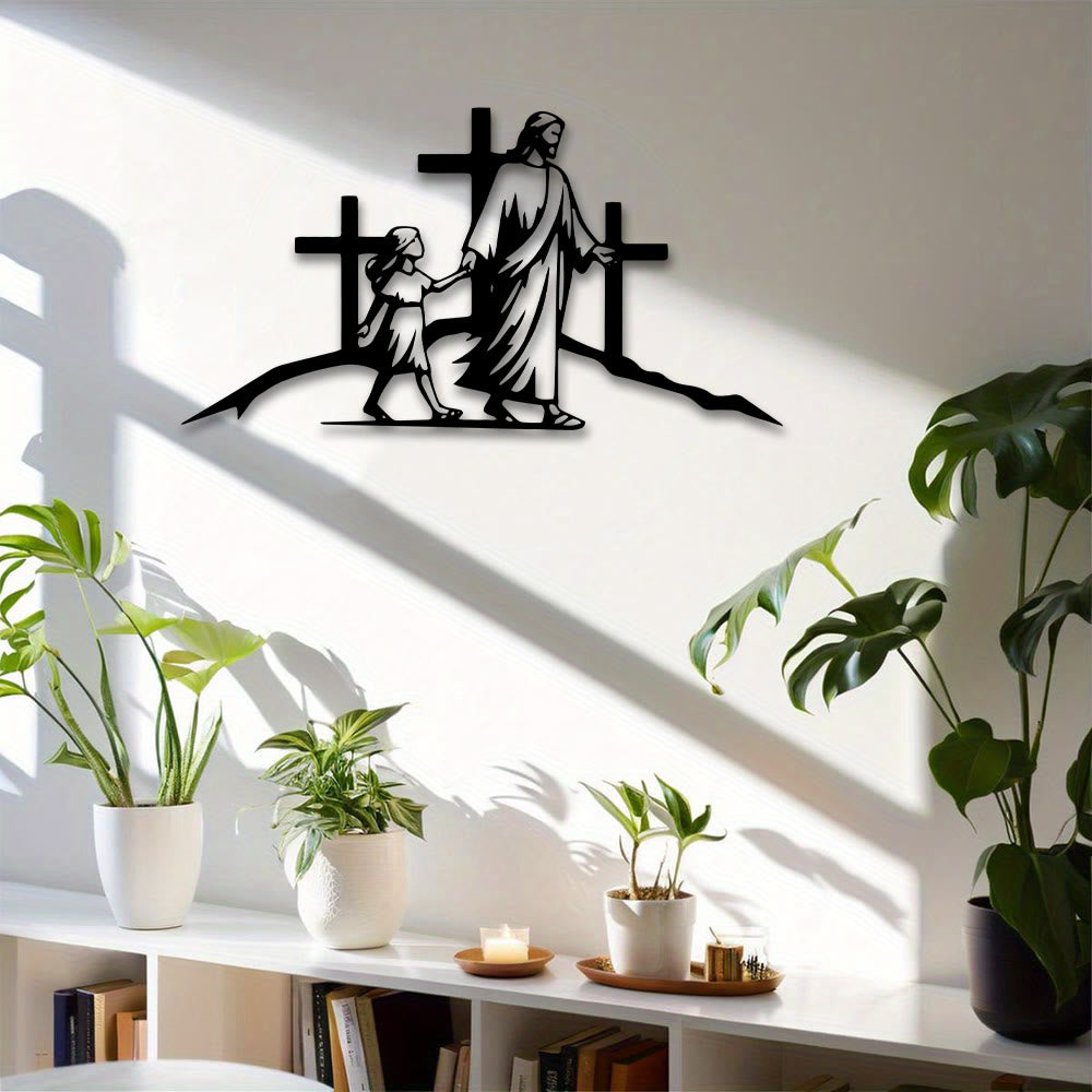 Christianartworkshop Decorazione da parete in metallo Croce e Guida: Segno di Compagnia Divina - image 3