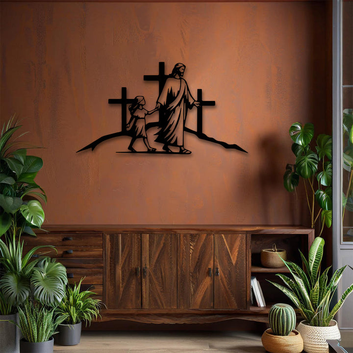 Christianartworkshop Decorazione da parete in metallo Croce e Guida: Segno di Compagnia Divina - image 4