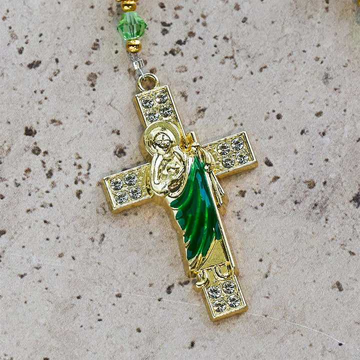 Christianartworkshop Rosario devozionale di San Benedetto con perline rosa celestiali e perline floreali di grazia sacra - image 7