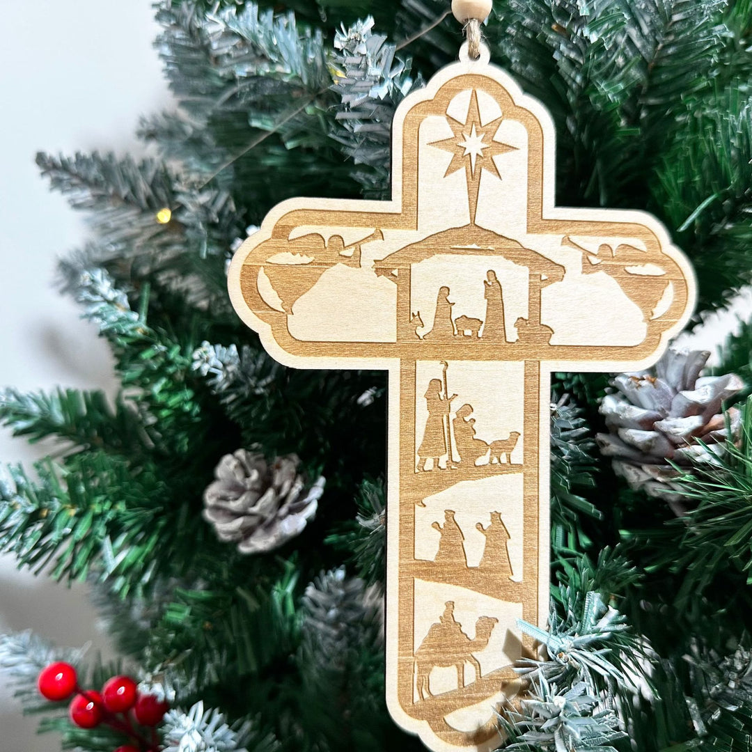 Christianartworkshop Decorazione a croce della Natività con Stella Guida: promemoria di fede tattile per gli alberi - image 2