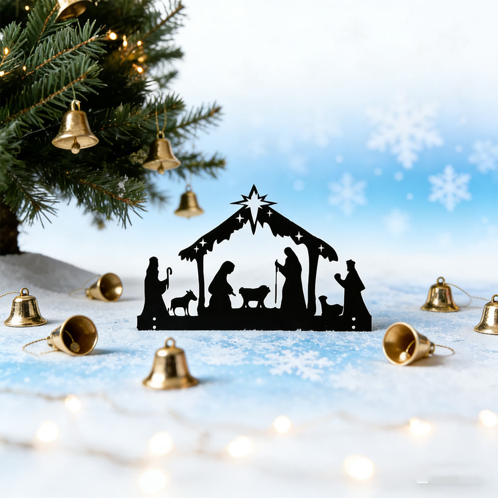 Christianartworkshop Silhouette della Natività in Ferro: Piccolo Gettone di Fede Quotidiana per Mensole - image 6