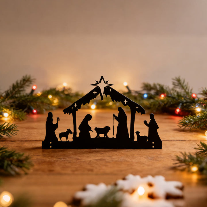 Christianartworkshop Silhouette della Natività in Ferro: Piccolo Gettone di Fede Quotidiana per Mensole - image 2