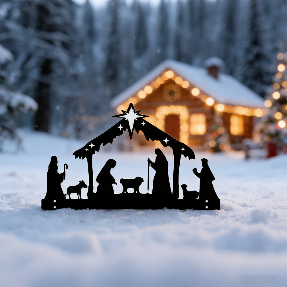 Christianartworkshop Silhouette della Natività in Ferro: Piccolo Gettone di Fede Quotidiana per Mensole - image 5