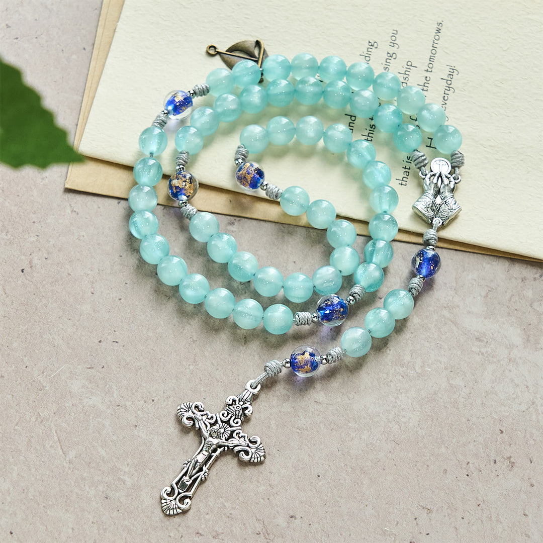 Christianartworkshop Aqua Starlight UV-Color Shift Cyan Rosario: Croce di Cristo e devozione sensibile alla luce - image 8