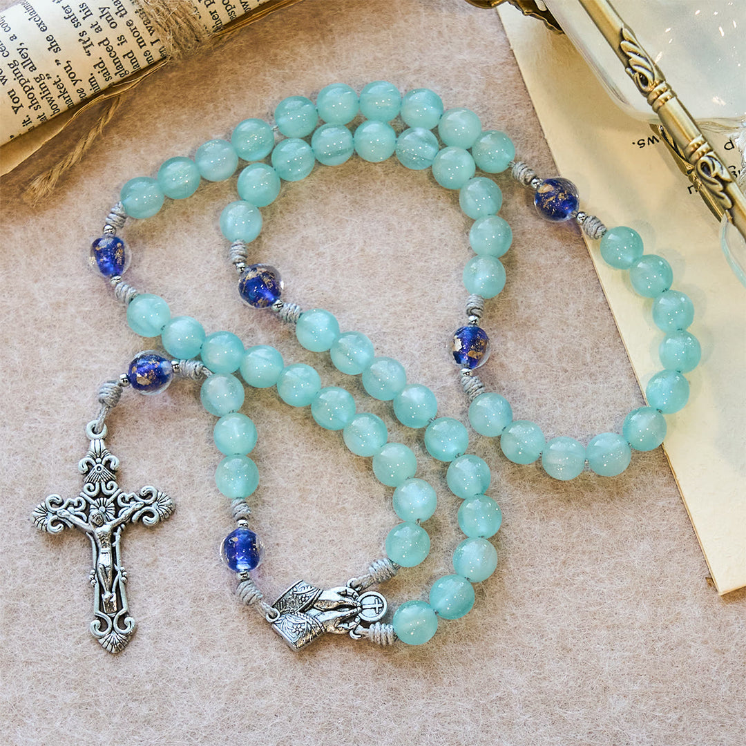 Christianartworkshop Aqua Starlight UV-Color Shift Cyan Rosario: Croce di Cristo e devozione sensibile alla luce - image 4