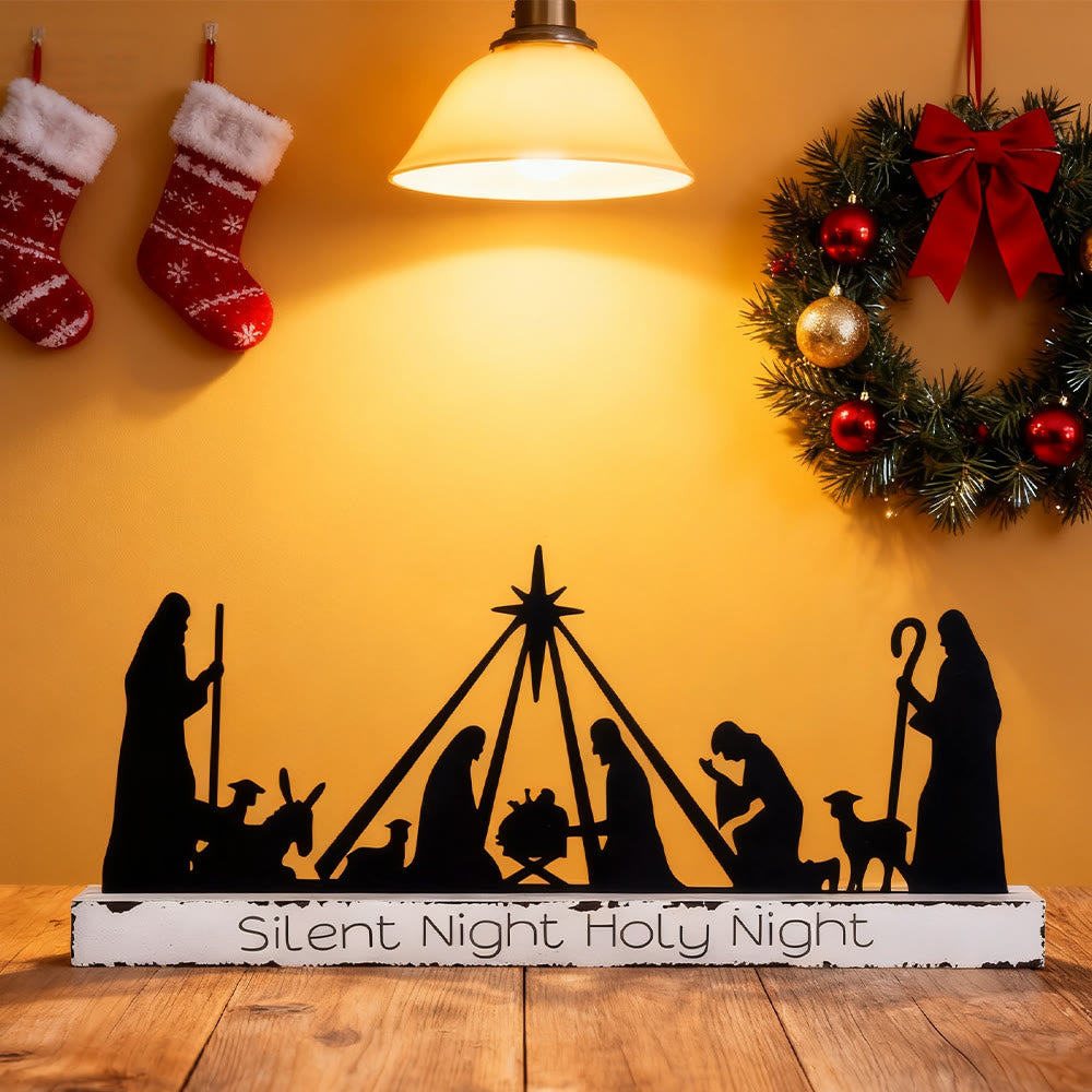 Christianartworkshop Silent Night Iron Nativity: un delicato segno di grazia per gli spazi delle feste - Nero - 11,81''*5,91''/30*15 cm - image 0