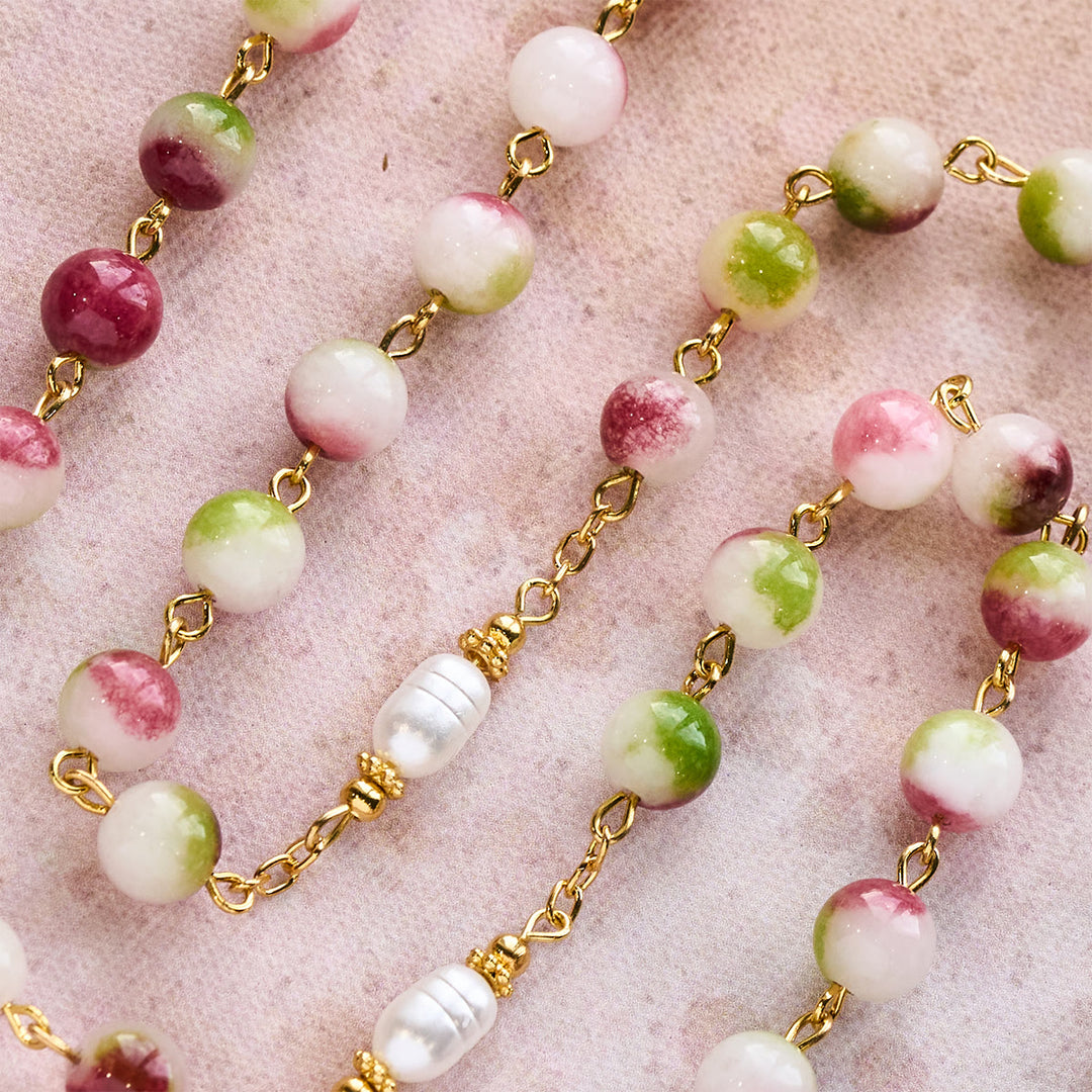 Christianartworkshop Rosario in tormalina vibrante con catena dorata e crocifisso di Cristo - image 6