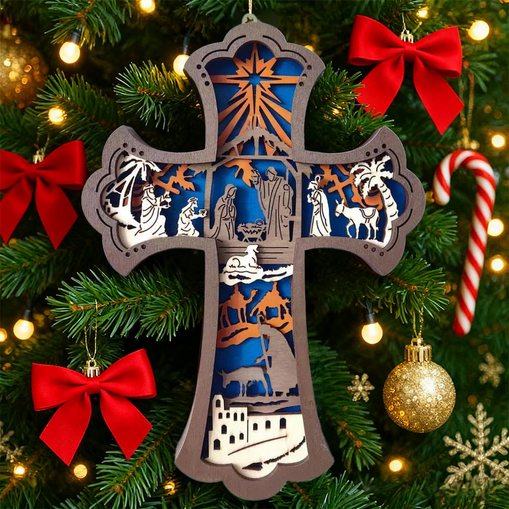 Christianartworkshop Decorazioni da appendere a forma di croce e natività colorate: un elegante simbolo di fede per le decorazioni natalizie - Attraverso - image 0
