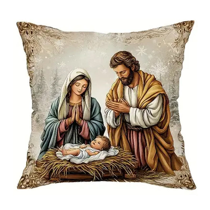 Cuscino a tema Natività Christianartworkshop da 4 pezzi: compagno silenzioso per le zone giorno - C - 19,7''*19,7''/50*50cm - image 8