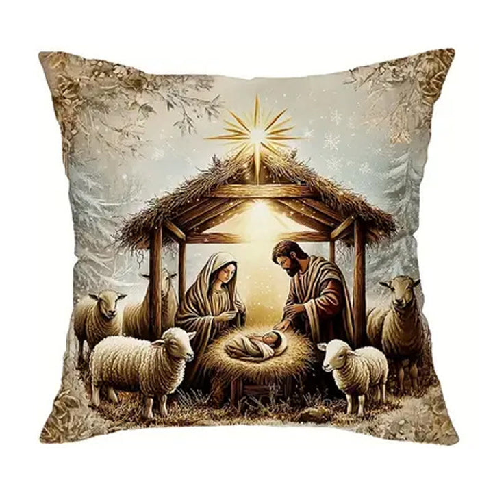 Cuscino a tema Natività Christianartworkshop da 4 pezzi: compagno silenzioso per le zone giorno - D - 19,7''*19,7''/50*50cm - image 9