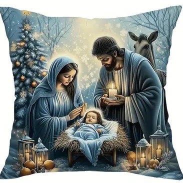 Cuscino morbido della Natività innevata Christianartworkshop : promemoria portatile della grazia gentile - UN - 19,7''*19,7''/50*50cm - image 1