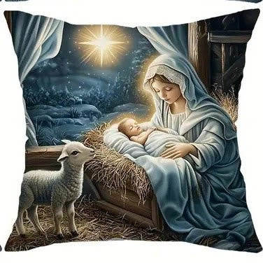 Cuscino morbido della Natività innevata Christianartworkshop : promemoria portatile della grazia gentile - D - 19,7''*19,7''/50*50cm - image 9