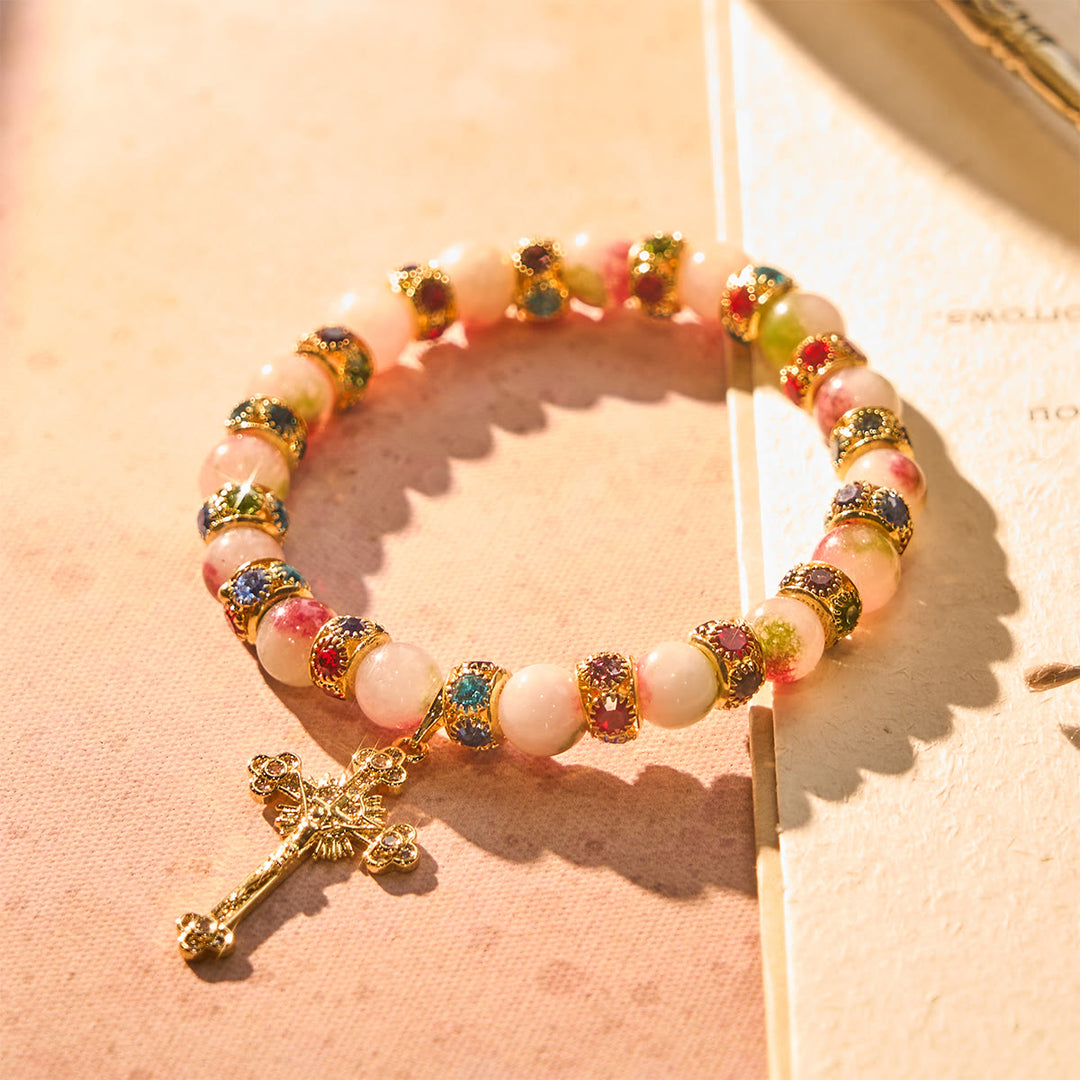 Christianartworkshop Bracciale devozionale scintillante in tormalina con crocifisso dorato decorato - image 4