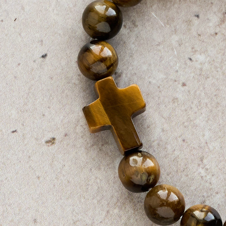 Braccialetto in stile rosario con occhio di tigre Christianartworkshop : pietra di paragone per la riflessione - image 4