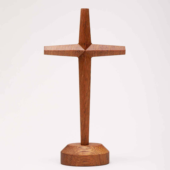 Christianartworkshop Croce Merbau rustico-moderna su supporto: un simbolo silenzioso di benedizione - Medio - image 4