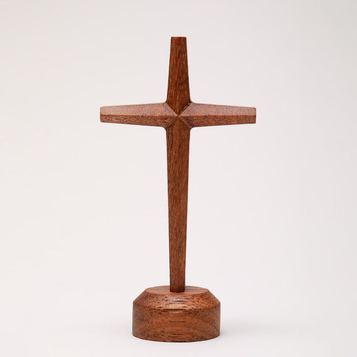 Christianartworkshop Croce Merbau rustico-moderna su supporto: un simbolo silenzioso di benedizione - Piccolo - image 5