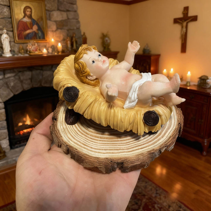 Christianartworkshop Trio di bambini della Natività: figure dipinte a mano per altari domestici - image 3