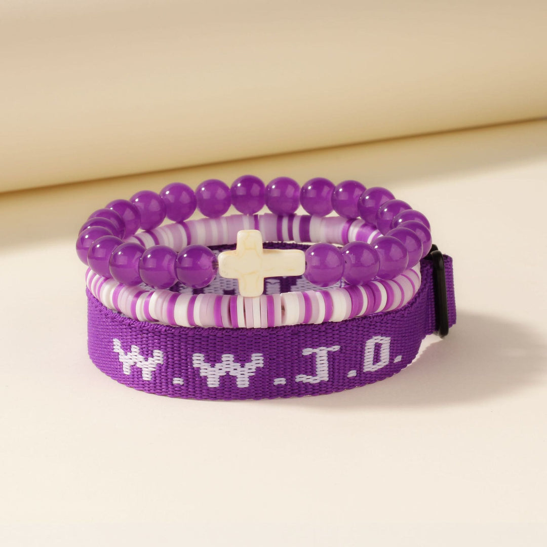Bracciale Faith Prompt Christianartworkshop con perlina a croce e biglietto WWJD: un ricordo pronto da regalare - Viola - image 2