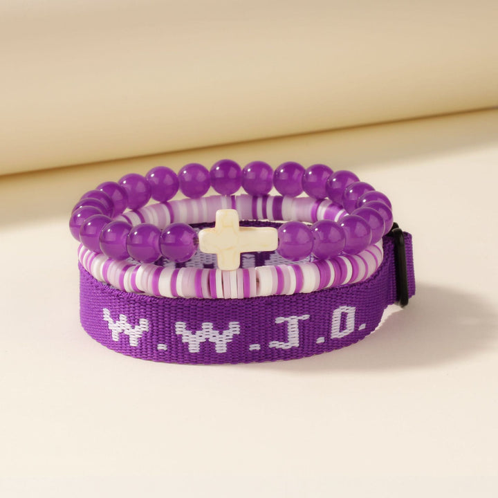 Bracciale Faith Prompt Christianartworkshop con perlina a croce e biglietto WWJD: un ricordo pronto da regalare - Viola - image 2