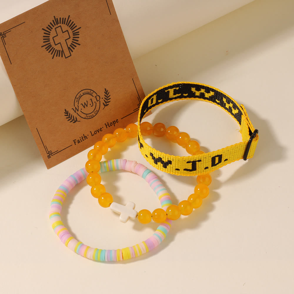 Bracciale Faith Prompt Christianartworkshop con perlina a croce e biglietto WWJD: un ricordo pronto da regalare - Giallo - image 10