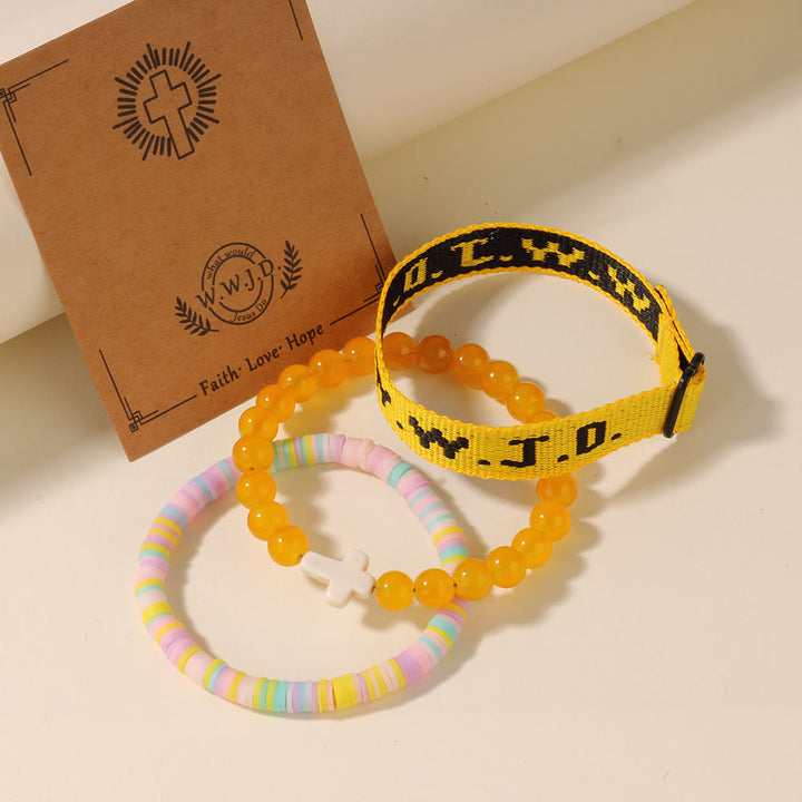 Bracciale Faith Prompt Christianartworkshop con perlina a croce e biglietto WWJD: un ricordo pronto da regalare - Giallo - image 10