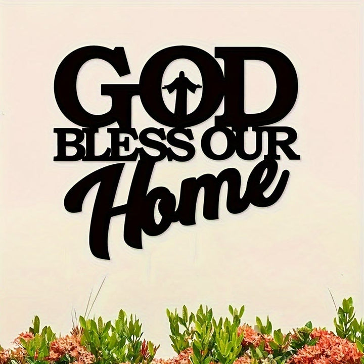Christianartworkshop - Decorazione murale in metallo "Dio benedica la nostra casa": un elegante simbolo di fede per l'arredamento di casa. - image 5