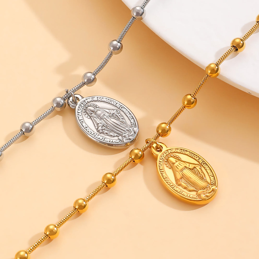 Bracciale con medaglia della Madonna e croce Christianartworkshop : promemoria di fede e cura da indossare ogni giorno - image 3