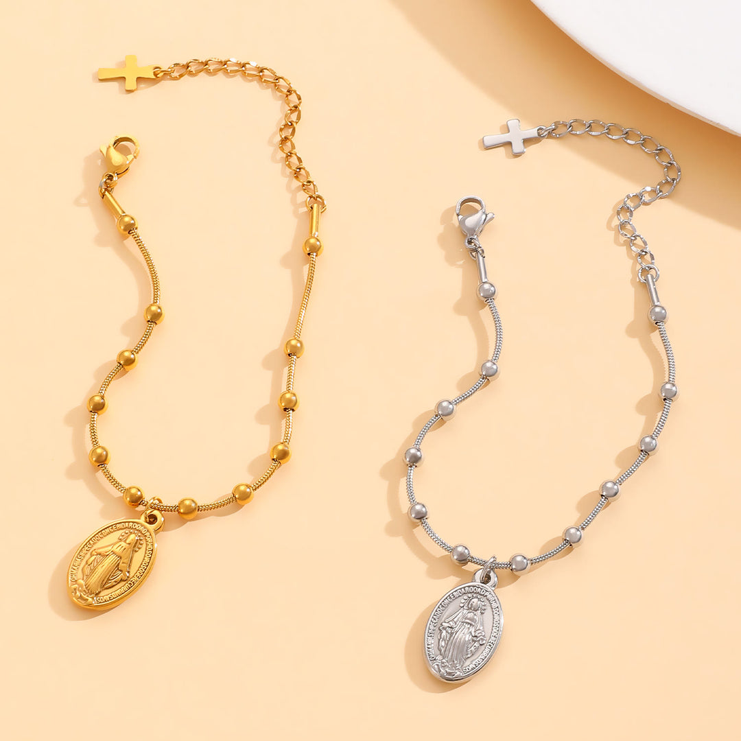Bracciale con medaglia della Madonna e croce Christianartworkshop : promemoria di fede e cura da indossare ogni giorno - image 2