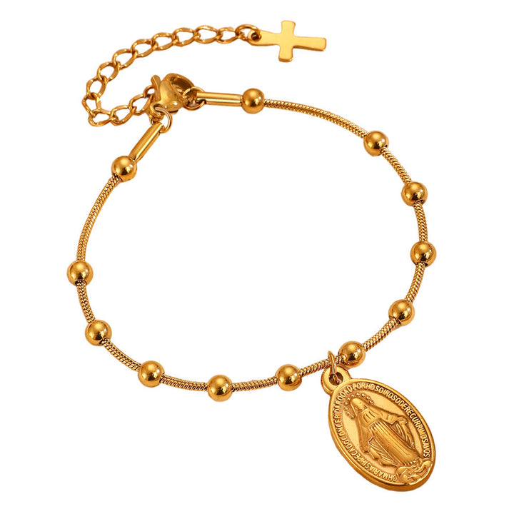 Bracciale con medaglia della Madonna e croce Christianartworkshop : promemoria di fede e cura da indossare ogni giorno - D'oro - image 4