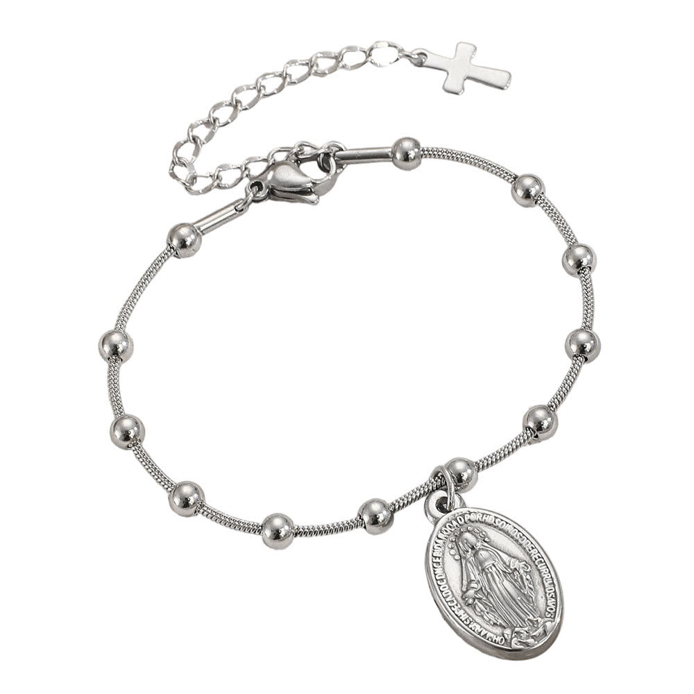 Bracciale con medaglia della Madonna e croce Christianartworkshop : promemoria di fede e cura da indossare ogni giorno - Argento - image 5