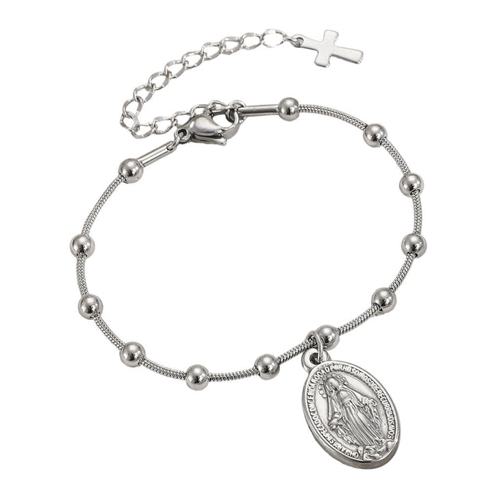 Bracciale con medaglia della Madonna e croce Christianartworkshop : promemoria di fede e cura da indossare ogni giorno - Argento - image 5