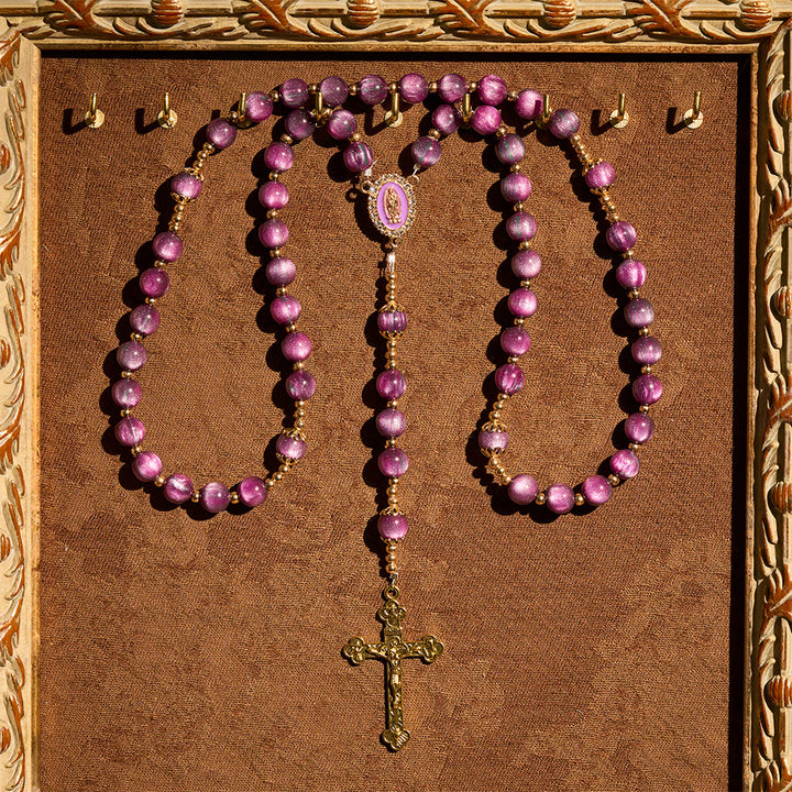 Rosario viola scintillante in stile tela di Christianartworkshop con la Madonna: devozione alla fede dorata - image 2