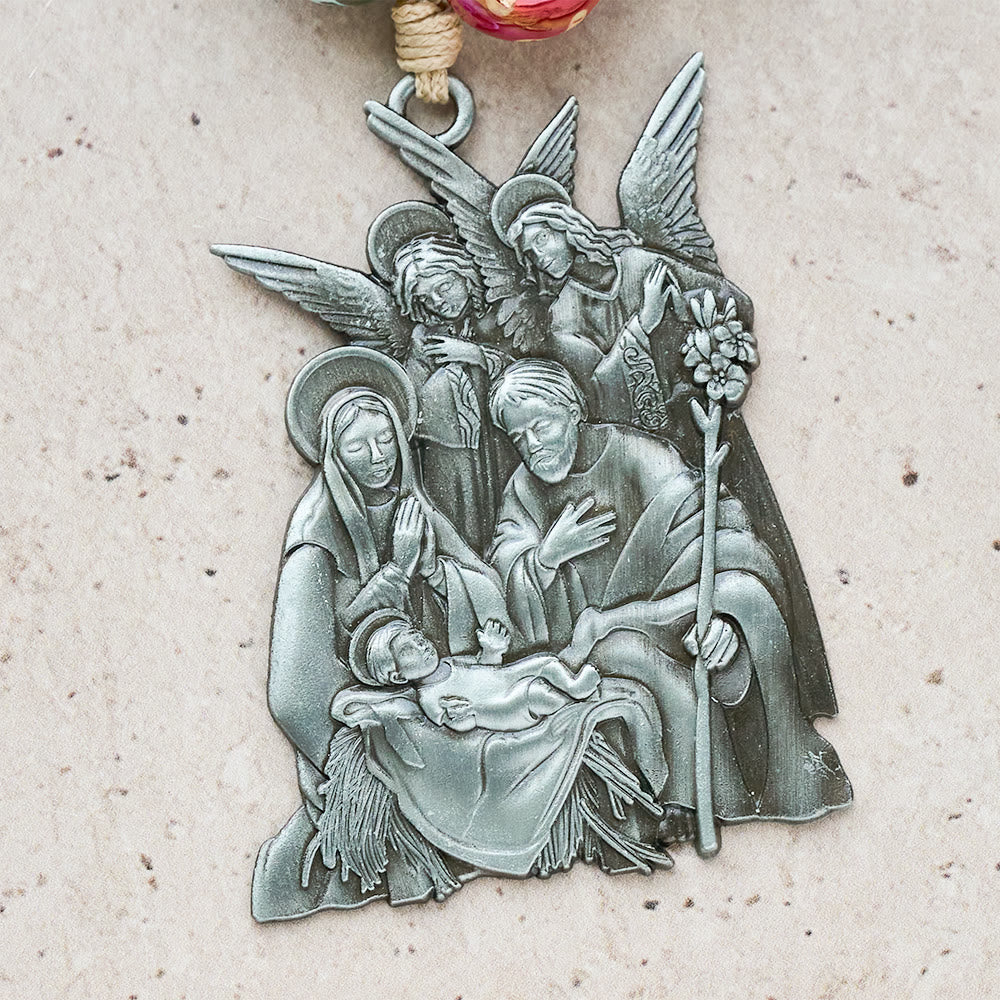 Rosario tascabile natalizio in 3 stili di Christianartworkshop con la Natività: perline scintillanti natalizie e ciondoli unici con scena della nascita - image 14