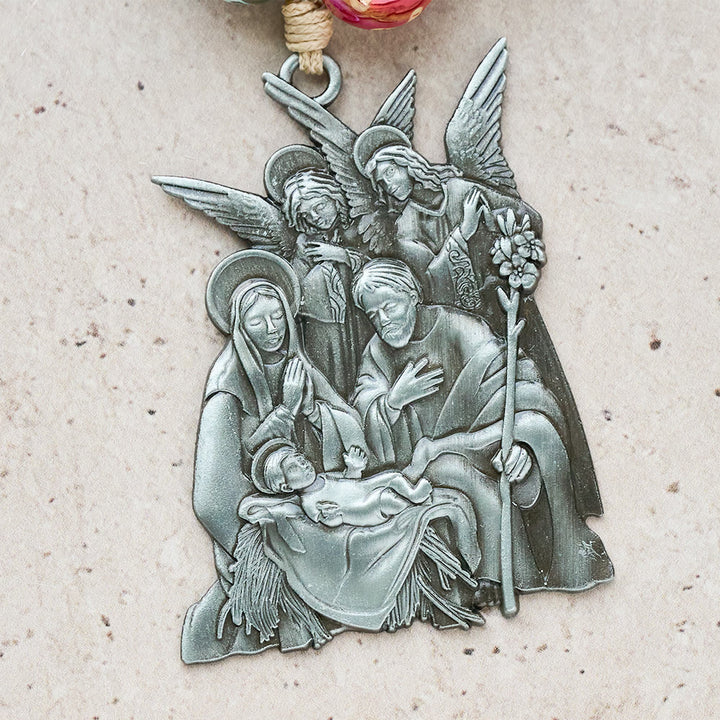 Rosario tascabile natalizio in 3 stili di Christianartworkshop con la Natività: perline scintillanti natalizie e ciondoli unici con scena della nascita - image 14