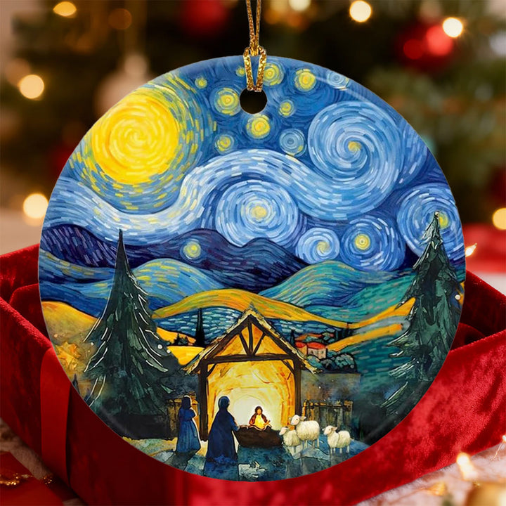 Christianartworkshop Decorazione della Natività Notte Stellata: Promemoria di Fede e Calore Artistico per Alberi di Natale - image 4